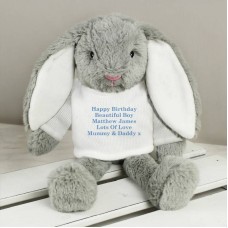 Personalised Message Bunny - Blue Embroidery